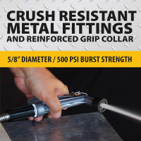 BIONIC STEEL 100 Ft Metal Garden Hose with Sprayer Nozzle, Non Kinking Designed Stainless Steel Heavy Duty Water Hose 100 Ft x 5/8 in. Flexible NON Expandable for Uninterrupted Water Flow, 500 PSI 100'