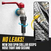 BIONIC STEEL 100 Ft Metal Garden Hose with Sprayer Nozzle, Non Kinking Designed Stainless Steel Heavy Duty Water Hose 100 Ft x 5/8 in. Flexible NON Expandable for Uninterrupted Water Flow, 500 PSI 100'