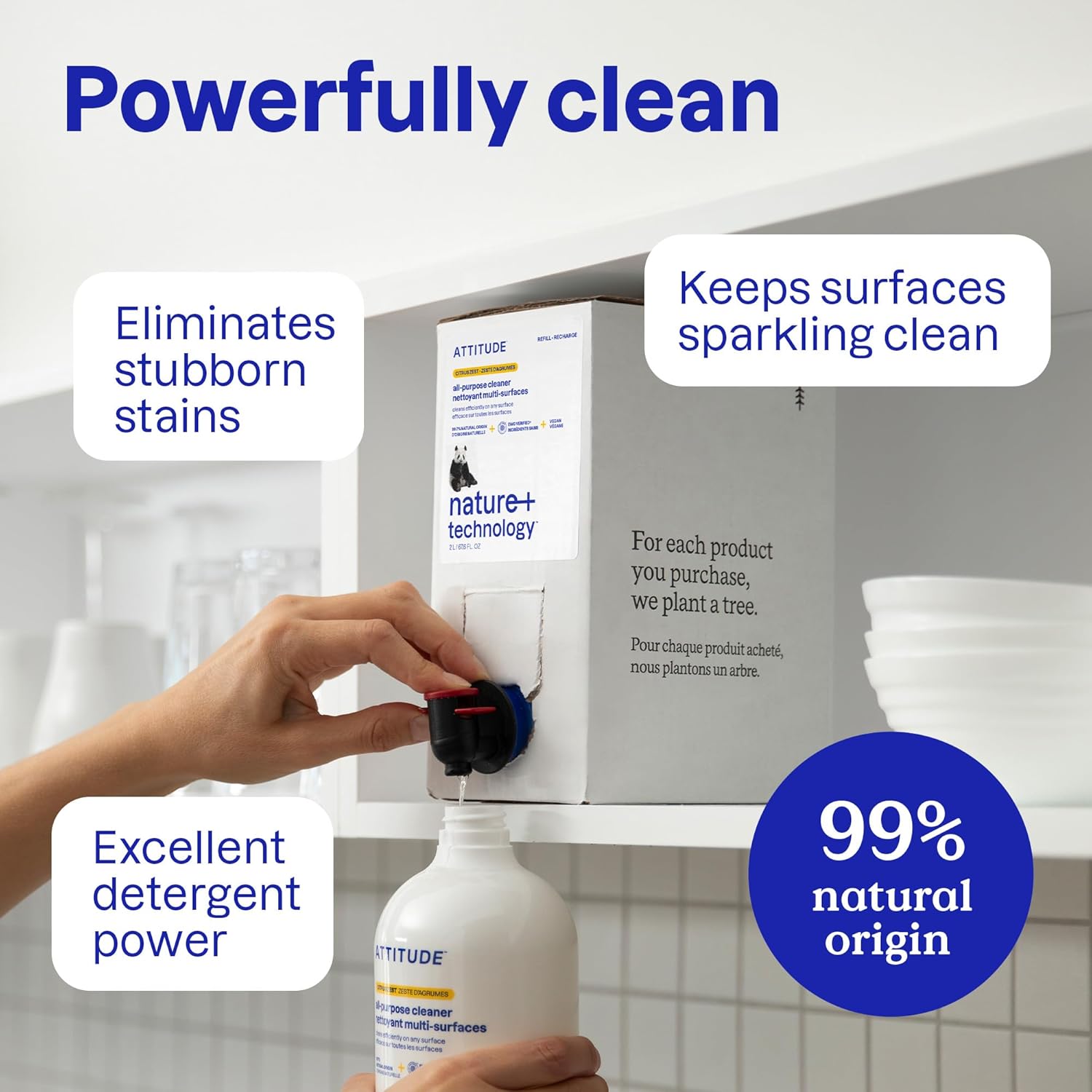 ATTITUDE All Purpose Cleaner Spray, EWG Verified, Vegan, Made with 94% Plant-Based Ingredients, Streak-Free for Kitchen, Bathroom, Glass & More, Unscented, 27.1 Fl Oz Unscented 27.1 Fl Oz (Pack of 1)