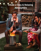 YEFU Tabletop Fire Pit 9.7 x 7.1 in, Low Smoke Camping Stove for Outdoor & Patio, Fueled by Pellets or Wood, Safe Burning Table Top Firepit, with Travel Bag & 2 Mini Sticks & Fireproof Mat, Silver Silver 7.1IN Classic W/ Removable Ash Pan