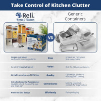 Reli. Airtight Food Storage Containers with Lids (16 Sets) | Kitchen Organizers and Storage Pantry Organizers | BPA Free Plastic Food Containers | Super Variety Pack w/Measuring Cup, 18 Labels, Pen