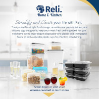 Reli. Airtight Food Storage Containers with Lids (16 Sets) | Kitchen Organizers and Storage Pantry Organizers | BPA Free Plastic Food Containers | Super Variety Pack w/Measuring Cup, 18 Labels, Pen