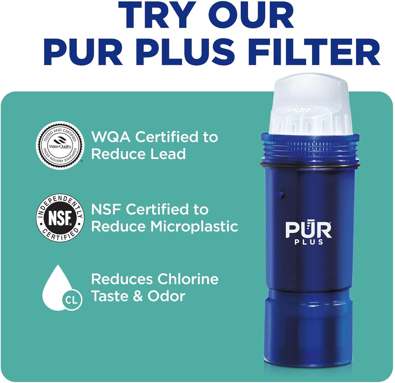 PUR Water Pitcher & Dispenser Replacement Filter 2-Pack, Genuine PUR Water Filters for Pitchers, 2-in-1 Powerful Filtration and Faster Filtration, 4-Month Value, Blue (PPF900Z2) 2 PACK Filter