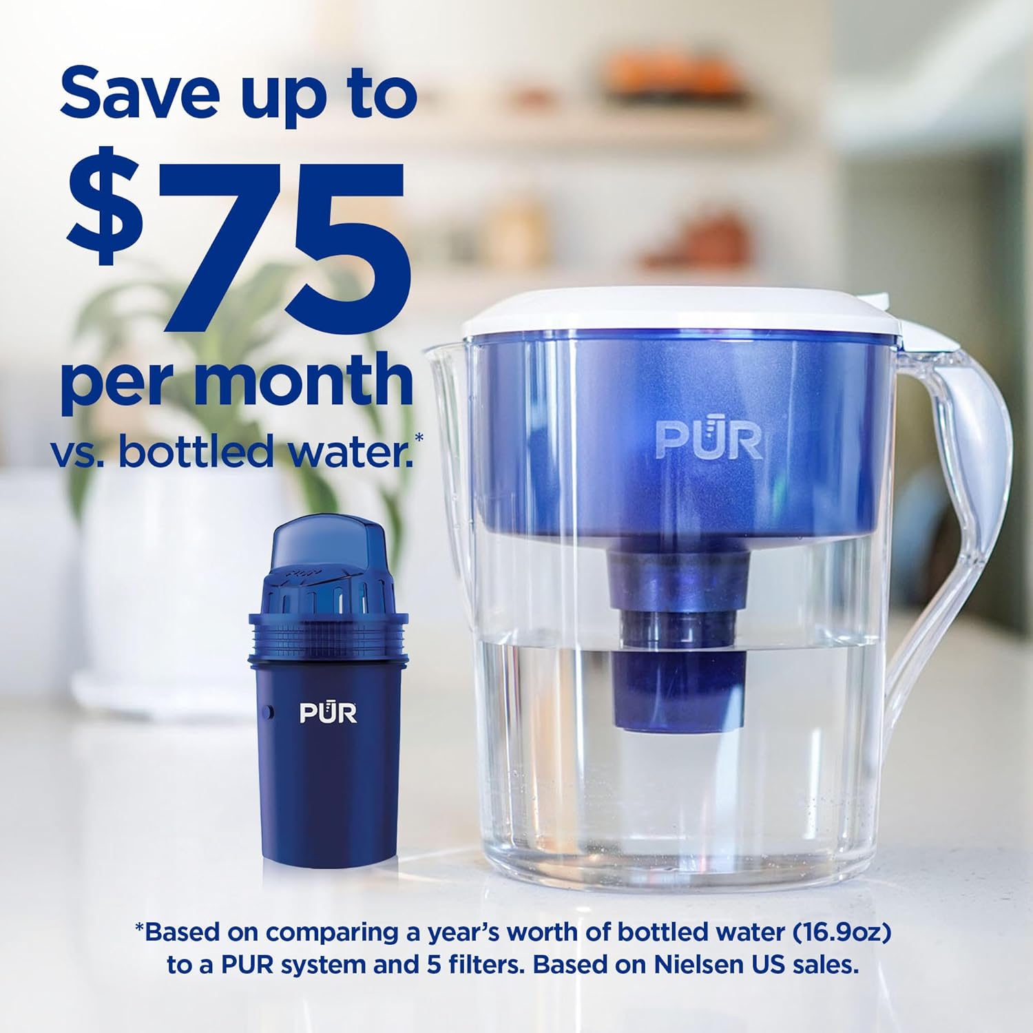 PUR Water Pitcher & Dispenser Replacement Filter 2-Pack, Genuine PUR Water Filters for Pitchers, 2-in-1 Powerful Filtration and Faster Filtration, 4-Month Value, Blue (PPF900Z2) 2 PACK Filter