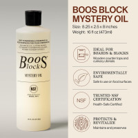 John Boos 2-Piece All-Natural Care & Maintenance Set – 16 oz Mystery Oil & 5 oz Board Cream for Butcher Blocks, Cutting Boards, Wood Countertops, and Wooden Utensils Care Set