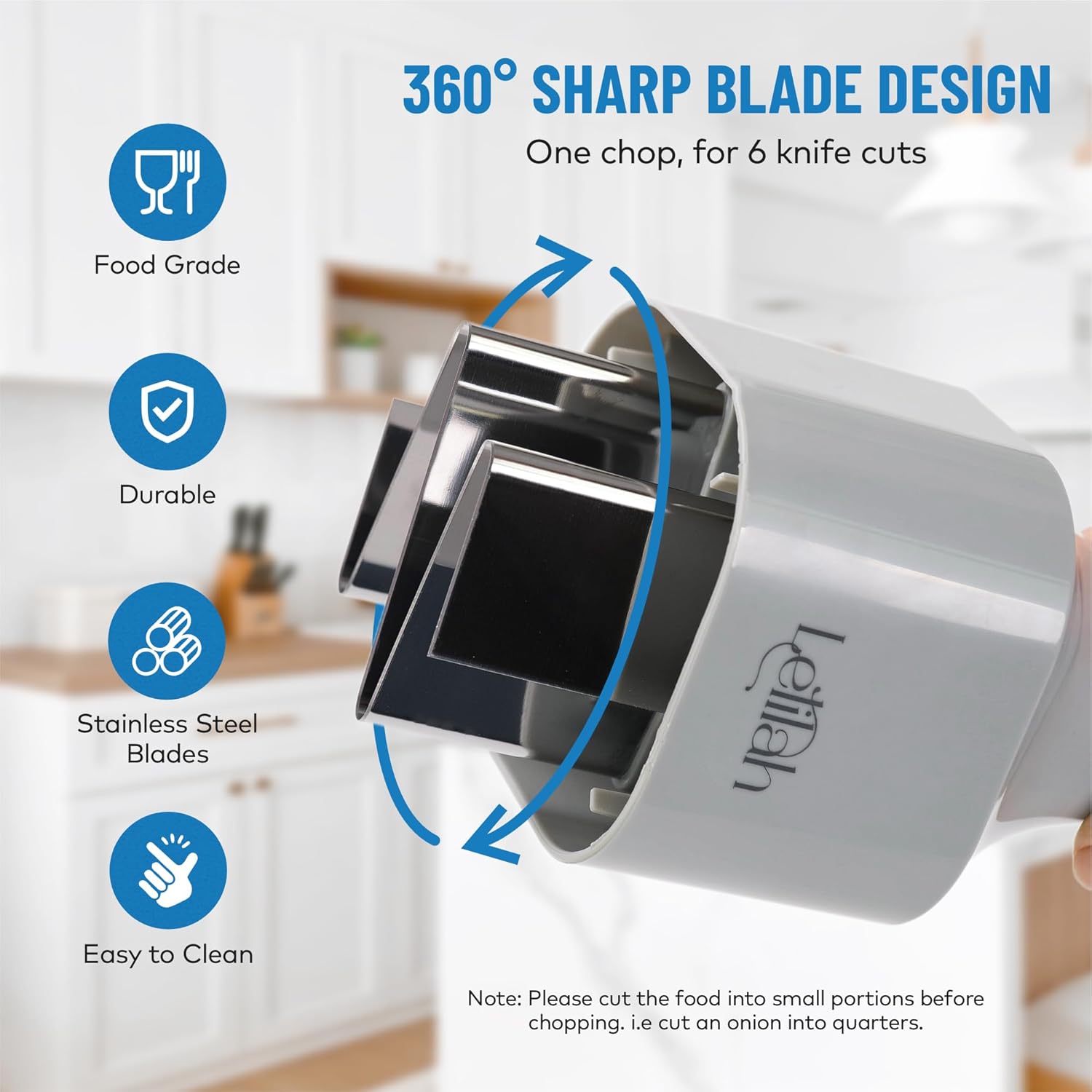 Food Chopper, Slap Chop, Handheld Veggie Chopper for Vegetable, Onion, Garlic, Nut, Hand Vegetable Cutter, Dishwasher-safe, Stainless Steel Blade, – Dishwasher Safe, Easy to Clean (Light Gray)