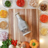 Food Chopper, Slap Chop, Handheld Veggie Chopper for Vegetable, Onion, Garlic, Nut, Hand Vegetable Cutter, Dishwasher-safe, Stainless Steel Blade, – Dishwasher Safe, Easy to Clean (Light Gray)