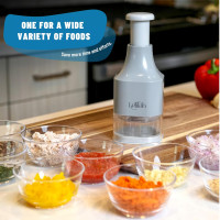 Food Chopper, Slap Chop, Handheld Veggie Chopper for Vegetable, Onion, Garlic, Nut, Hand Vegetable Cutter, Dishwasher-safe, Stainless Steel Blade, – Dishwasher Safe, Easy to Clean (Light Gray)
