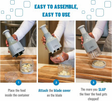 Food Chopper, Slap Chop, Handheld Veggie Chopper for Vegetable, Onion, Garlic, Nut, Hand Vegetable Cutter, Dishwasher-safe, Stainless Steel Blade, – Dishwasher Safe, Easy to Clean (Light Gray)