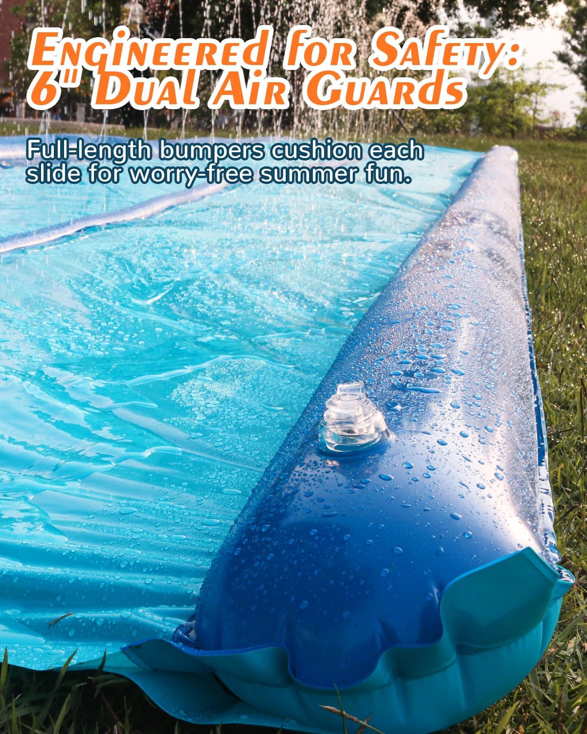 26ft Slip and Water Slide for Kids and Adults Backyard,2 Lanes Extra Long Inflatable Slip and Water Slide with Sprinkler and Bodyboards,Heavy Duty Summer Outdoor Water Toy,Blue Shark Theme