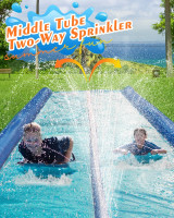 26ft Slip and Water Slide for Kids and Adults Backyard,2 Lanes Extra Long Inflatable Slip and Water Slide with Sprinkler and Bodyboards,Heavy Duty Summer Outdoor Water Toy,Blue Shark Theme