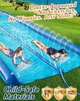 26ft Slip and Water Slide for Kids and Adults Backyard,2 Lanes Extra Long Inflatable Slip and Water Slide with Sprinkler and Bodyboards,Heavy Duty Summer Outdoor Water Toy,Blue Shark Theme