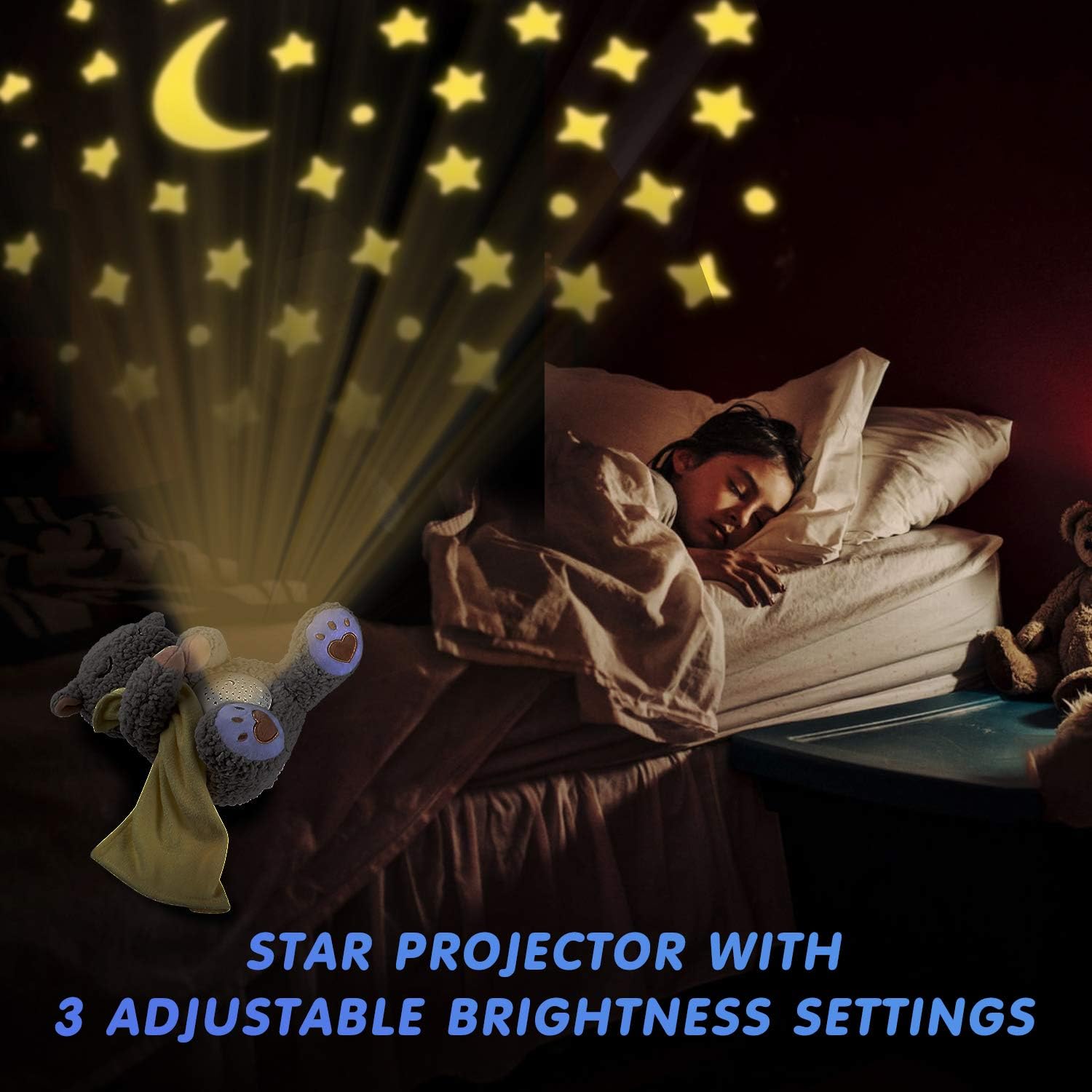 BEREST Baby White Noise Machine Stuffed Animal Toy, Mom's Heartbeat Lullabies Sheep Sleep Soother, Nursery Decor Night Light Projector, Toddler Crib Sleeping Aid, Babies Shower Gifts Portable A11-NSleepy Sheep