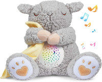 BEREST Baby White Noise Machine Stuffed Animal Toy, Mom's Heartbeat Lullabies Sheep Sleep Soother, Nursery Decor Night Light Projector, Toddler Crib Sleeping Aid, Babies Shower Gifts Portable A11-NSleepy Sheep