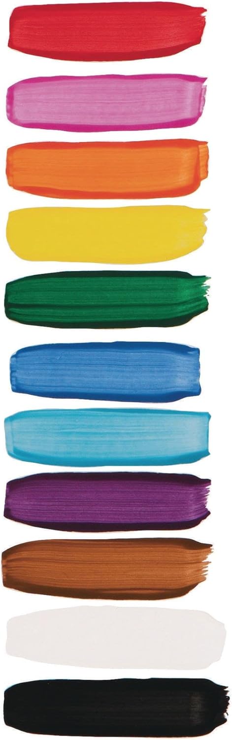 S&S Worldwide Color Splash! Liquid Tempera Bulk Paint, Set of 12 in 11 Bright Colors, 32-oz Easy-Pour Bottles, Great for Arts & Crafts, School, Classroom, Poster Paint, For Kids & Adults, Non-Toxic. 32 Fl Oz (Pack of 12)