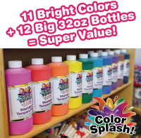 S&S Worldwide Color Splash! Liquid Tempera Bulk Paint, Set of 12 in 11 Bright Colors, 32-oz Easy-Pour Bottles, Great for Arts & Crafts, School, Classroom, Poster Paint, For Kids & Adults, Non-Toxic. 32 Fl Oz (Pack of 12)