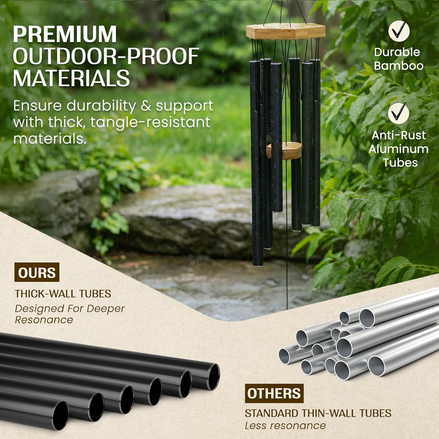 UpBlend Deep Tone Wind Chime – Outdoor Sympathy & Memorial Gift for The Loss of a Loved One, Memorial Wind Chimes, Thoughtful Sympathy Gift for Bereavement and Remembrance. 29