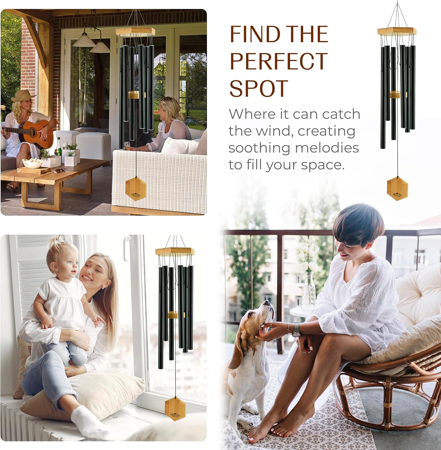 UpBlend Outdoors Wind Chimes for Outside, Gift for Mom, Deep Tone, Sympathy Gifts for Loss of Loved One, Patio Decoration, Memorial Windchimes, 29