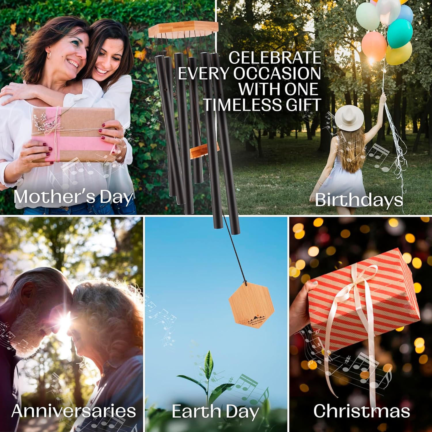 UpBlend Outdoors Wind Chimes for Outside, Gift for Mom, Deep Tone, Sympathy Gifts for Loss of Loved One, Patio Decoration, Memorial Windchimes, 29