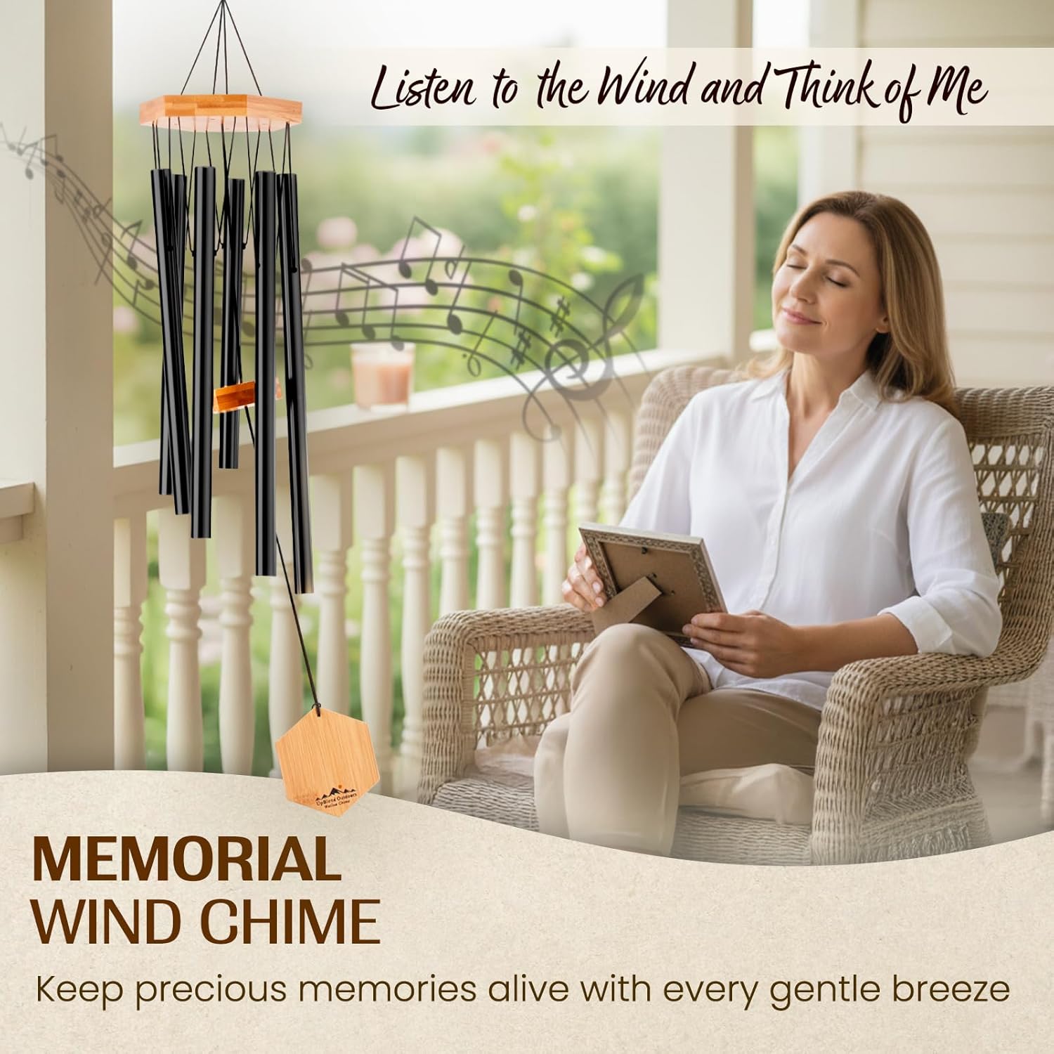 UpBlend Deep Tone Wind Chime – Outdoor Sympathy & Memorial Gift for The Loss of a Loved One, Memorial Wind Chimes, Thoughtful Sympathy Gift for Bereavement and Remembrance. 29