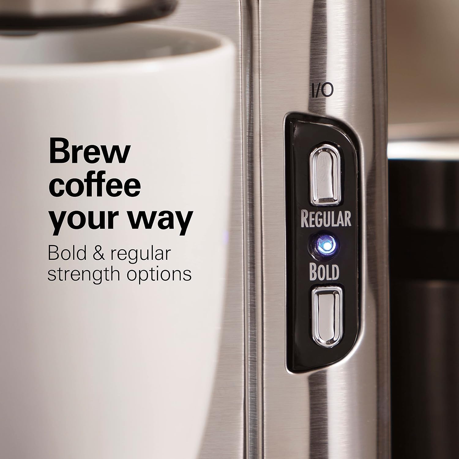 Hamilton Beach The Scoop Single Serve Coffee Maker & Fast Grounds Brewer, Brews in Minutes, 8-14oz. Cups, Stainless Steel