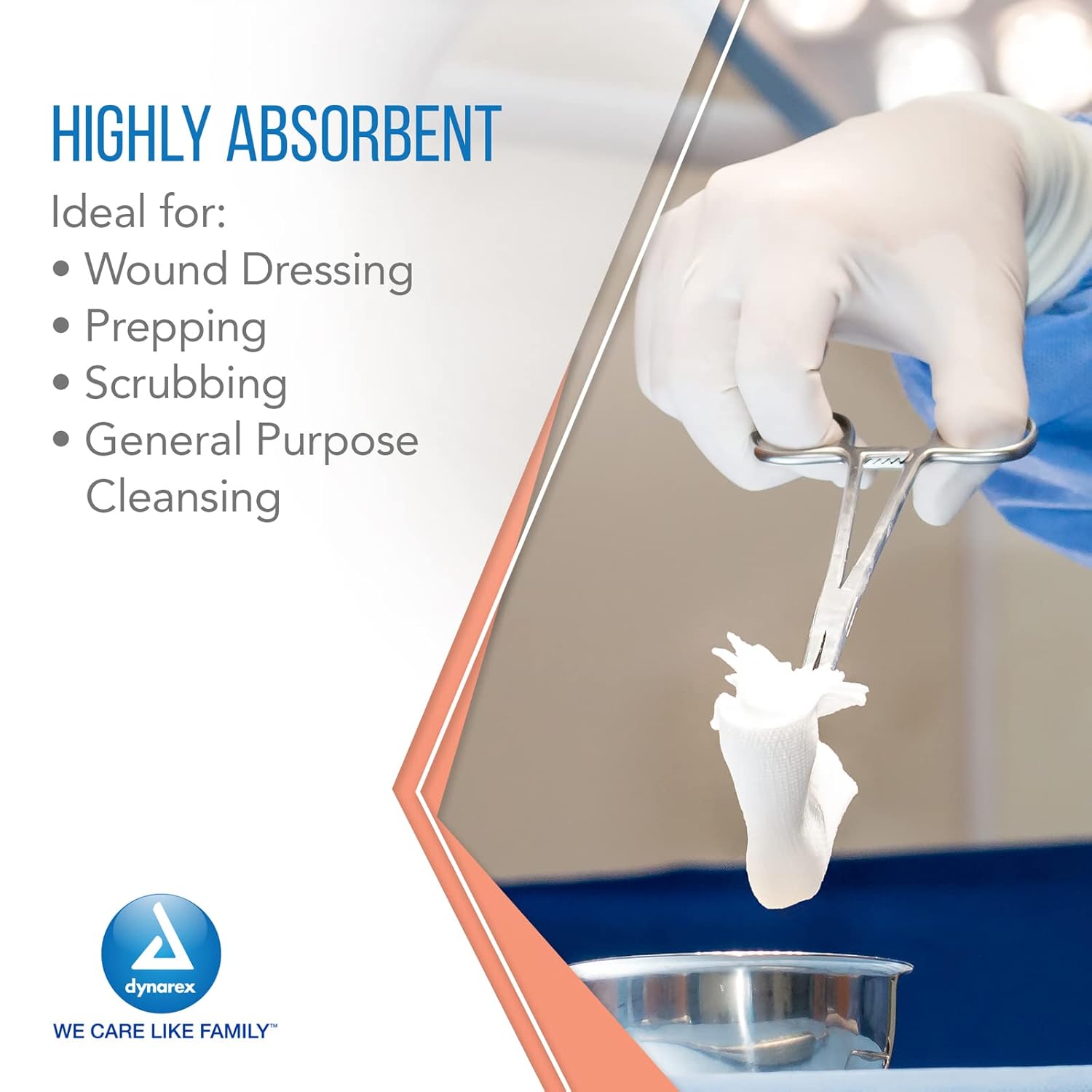 Dynarex Non-Woven Sponges, Non-Sterile, Gauze Sponges, Highly-Absorbent and with Less Linting, 4