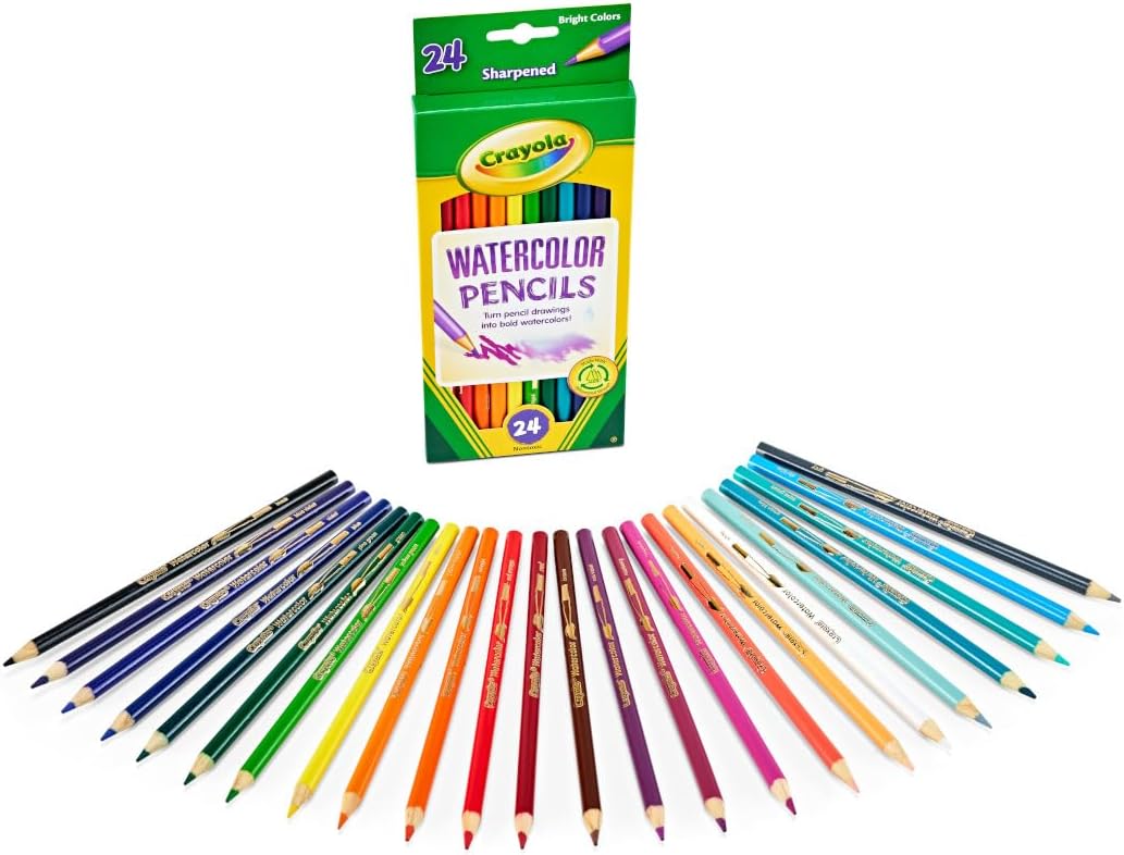 Crayola Watercolor Colored Pencils (24ct), Watercolor Paint Alternative, Watercolor Pencil Set for Kids, Art Supplies, Gift for Kids, 3+ 1 Count (Pack of 1)