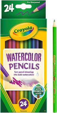 Crayola Watercolor Colored Pencils (24ct), Watercolor Paint Alternative, Watercolor Pencil Set for Kids, Art Supplies, Gift for Kids, 3+ 1 Count (Pack of 1)