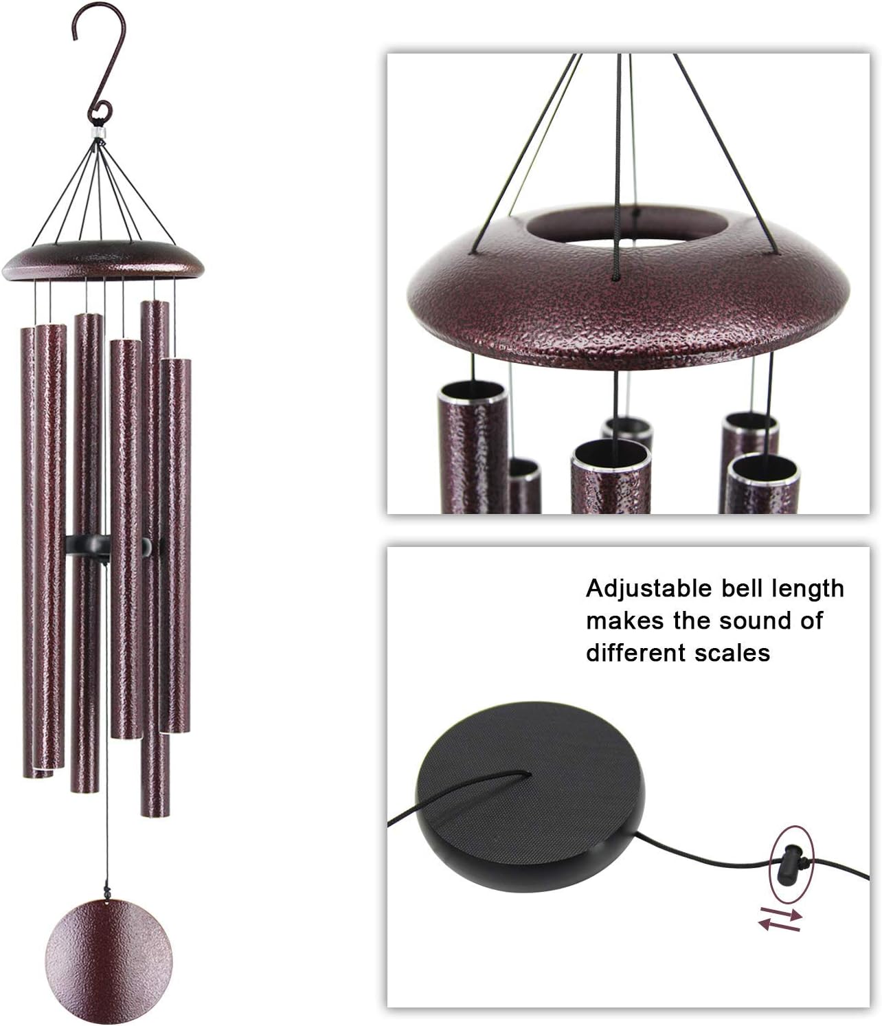 ASTARIN Outdoor Wind Chimes, 45 in Memorial Chimes with 6 Heavy Tubes, Large Deep Tone for Garden Hanging Decor, Sympathy Gifts. Bronze 45