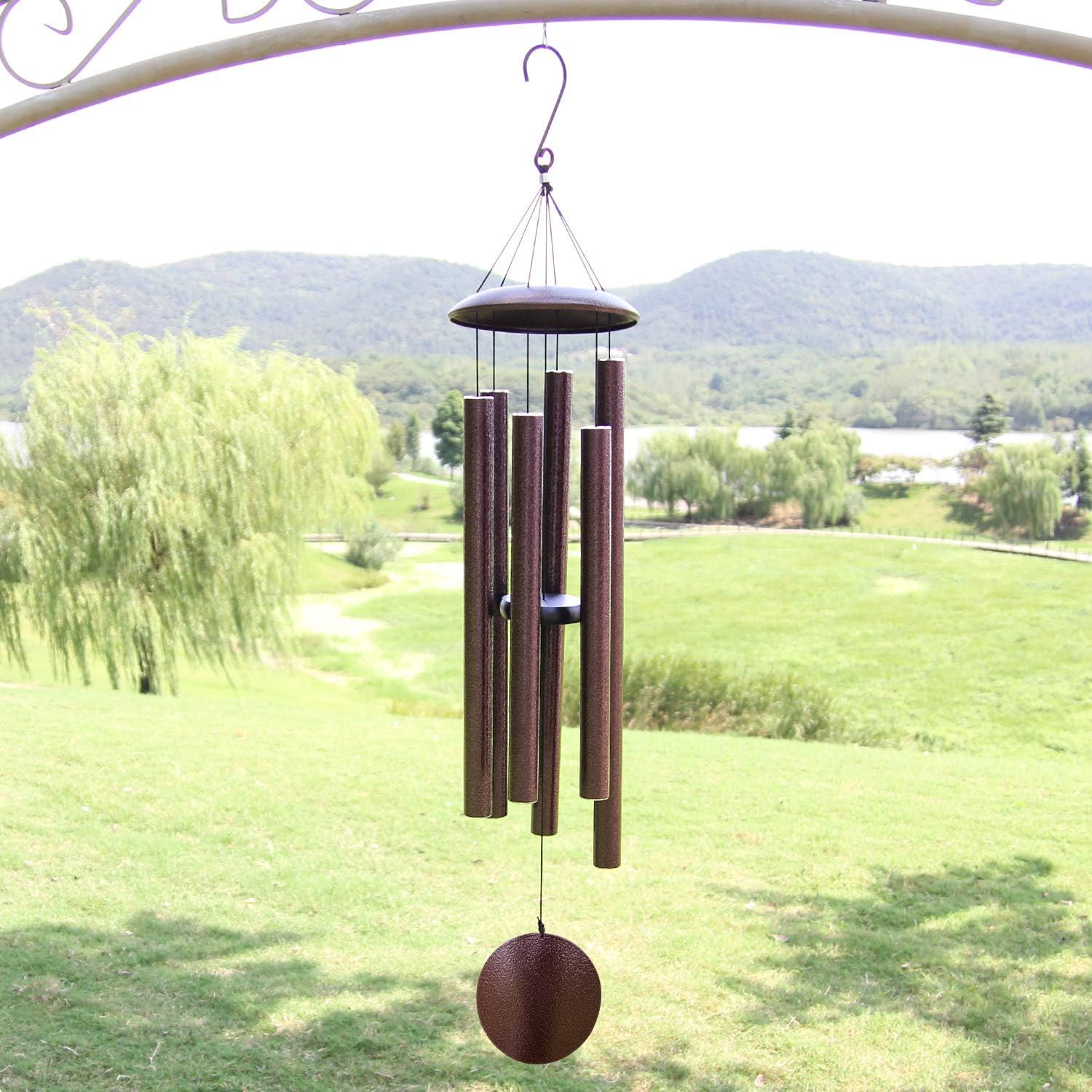 ASTARIN Outdoor Wind Chimes, 45 in Memorial Chimes with 6 Heavy Tubes, Large Deep Tone for Garden Hanging Decor, Sympathy Gifts. Bronze 45