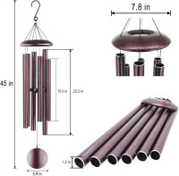 ASTARIN Outdoor Wind Chimes, 45 in Memorial Chimes with 6 Heavy Tubes, Large Deep Tone for Garden Hanging Decor, Sympathy Gifts. Bronze 45