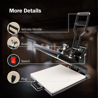 PowerPress Industrial-Quality Digital Sublimation Heat Press Machine for T Shirt, 15x15 Inch, Black For Apparel