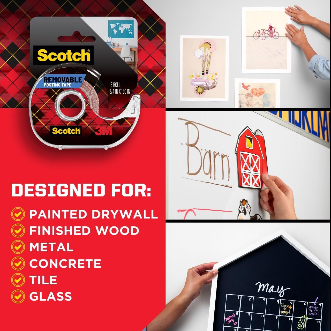Scotch-Mount Removable Poster Tape, 3/4