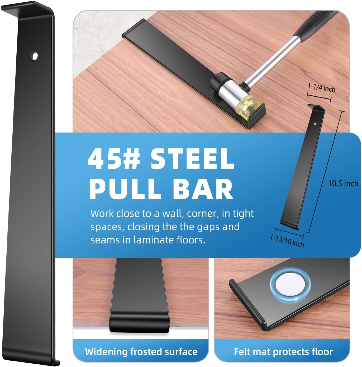 43-Piece Laminate Flooring Tools, LVP installation kit, Vinyl Flooring Tools, Tapping Block with Handle, Spacers, Double-Faced Mallet and Pull Bar (43-PIECE)