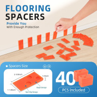 43-Piece Laminate Flooring Tools, LVP installation kit, Vinyl Flooring Tools, Tapping Block with Handle, Spacers, Double-Faced Mallet and Pull Bar (43-PIECE)