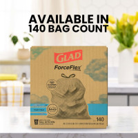 Glad ForceFlex Tall Kitchen Trash Bags, 13 Gallon, Fresh Clean, 140 Count (Package May Vary) 140 Count (Pack of 1)