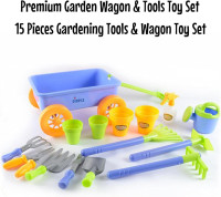 Dimple Garden Wagon & Tools Toy Set, Kids Gardening Set - 15 Pcs Outdoor Toys for Toddlers 1-3, Sand Toys - Sturdy & Durable - Top Yd, Beach, Sand, Garden Play Set for Kids & Toddler Gardening Tools Blue