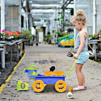 Dimple Garden Wagon & Tools Toy Set, Kids Gardening Set - 15 Pcs Outdoor Toys for Toddlers 1-3, Sand Toys - Sturdy & Durable - Top Yd, Beach, Sand, Garden Play Set for Kids & Toddler Gardening Tools Blue