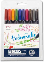 Tombow Fudenosuke Brush Pen - Hard - 10 Colors Set (WS-BH10C) 10 standard colors
