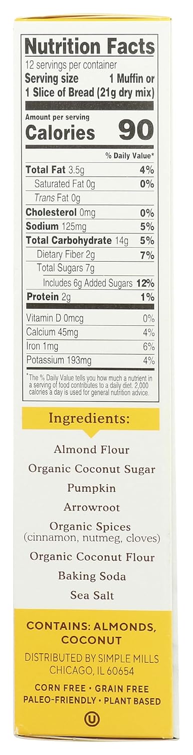 Simple Mills Almond Flour Baking Mix, Pumpkin Muffin & Bread Mix - Gluten Free, Plant Based, Paleo Friendly, 9 Ounce (Pack of 1) Pumpkin 9 Ounce (Pack of 1)