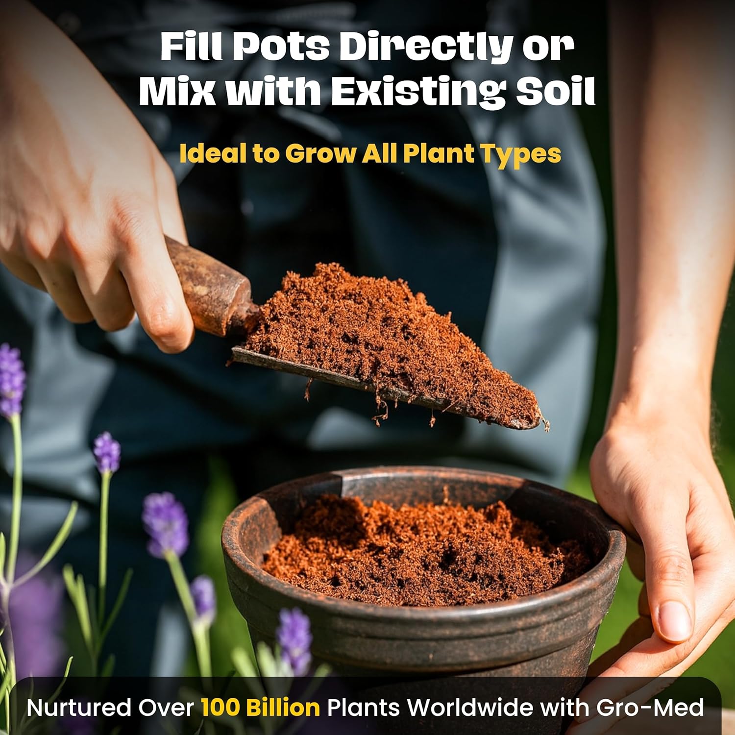 Gro-Med Coco Coir Brick 10 lbs – Expands to 80 Quarts – NPK Enriched Organic Coconut Coir – Potting Soil for Indoor Outdoor Plants, Seed Starter, Vegetables, Mushrooms, Gardening Use 1 Pack - NPK Enriched Coco Coir Block