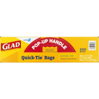 Glad CloroxPro Quick-Tie Tall Kitchen Trash Bags, 13 Gallon, 200 Count, Package May Vary