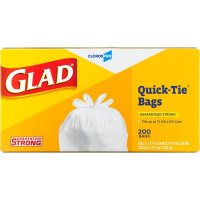 Glad CloroxPro Quick-Tie Tall Kitchen Trash Bags, 13 Gallon, 200 Count, Package May Vary