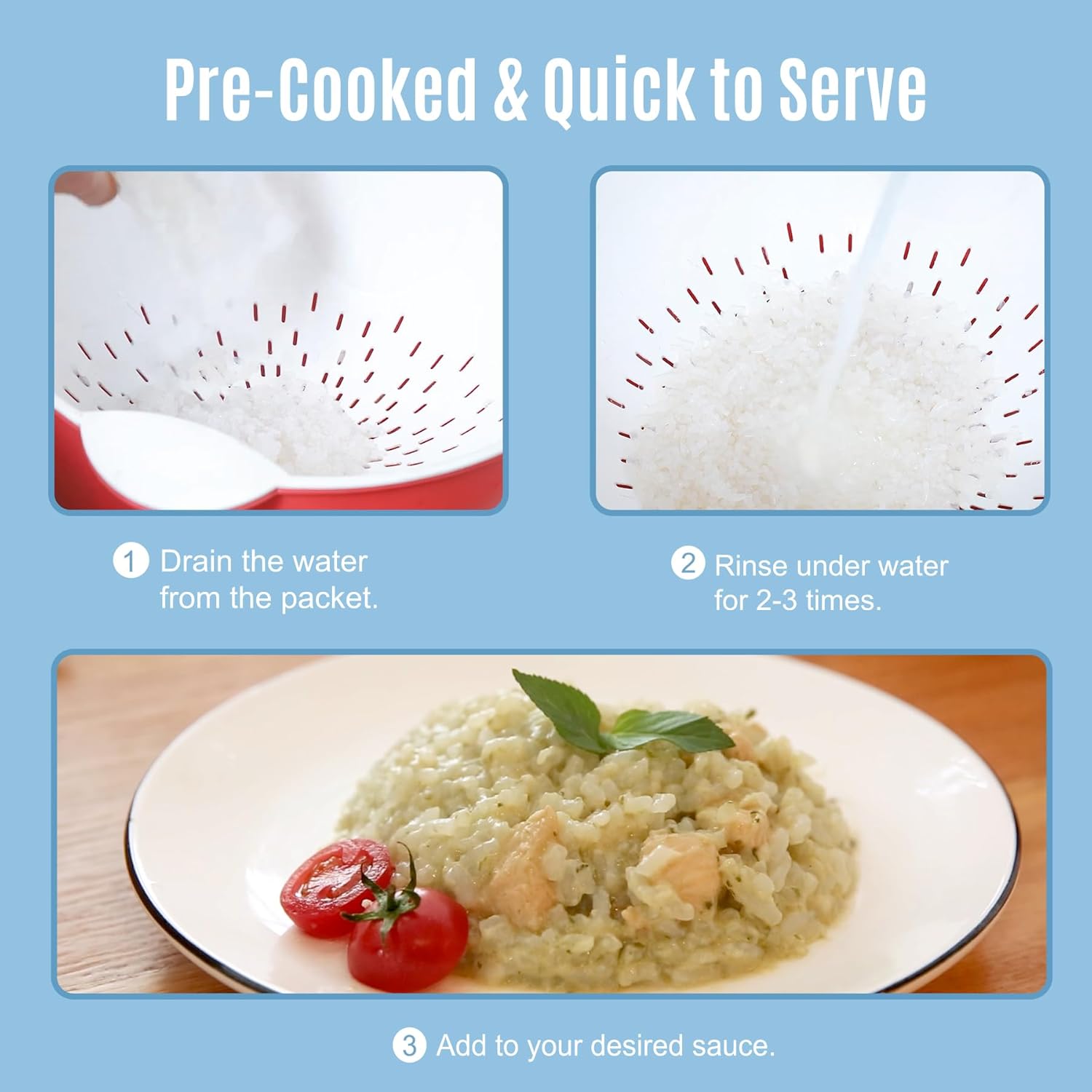 Hethstia Shirataki Rice, 10 Packs Gluten-Free Konjac Rice Low-Carb, Keto & Paleo-Friendly, Sugar-Free, Vegan, Low-Calorie, Ready-to-Eat Healthy Food Rice 10pcs