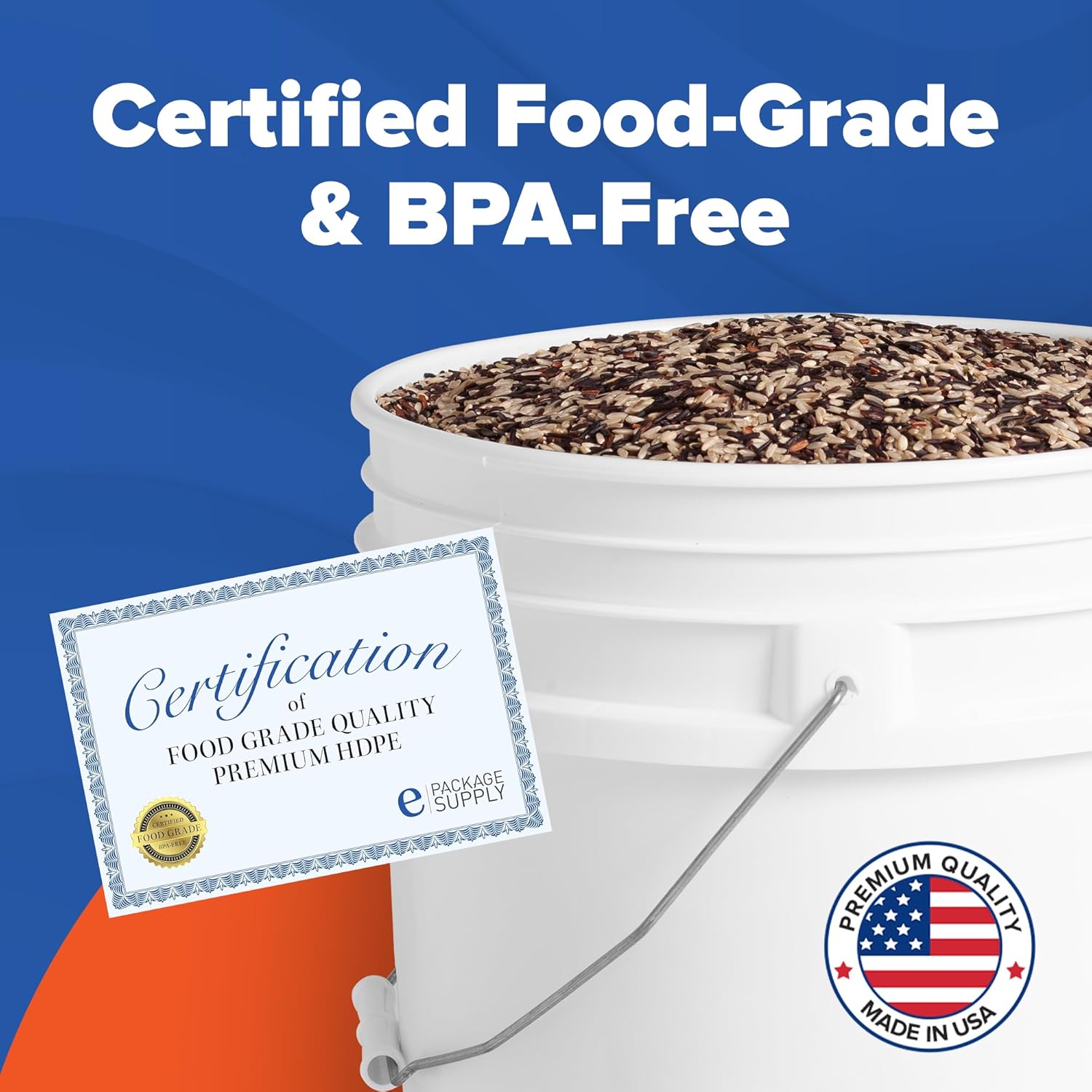 ePackageSupply White 5-Gallon Bucket with Lid | Made in USA | Food Grade | Heavy-Duty Extra Durable Plastic Bucket | Multi-Use Food Grade Buckets with Lids | Easy Stack and Store | BPA Free | 6 Pack White 6 Packs