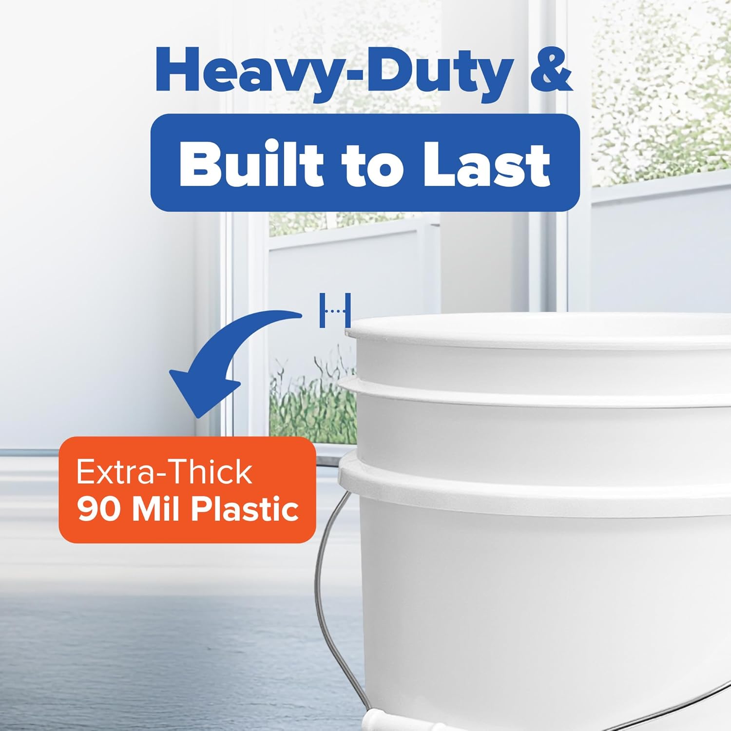 ePackageSupply White 5-Gallon Bucket with Lid | Made in USA | Food Grade | Heavy-Duty Extra Durable Plastic Bucket | Multi-Use Food Grade Buckets with Lids | Easy Stack and Store | BPA Free | 6 Pack White 6 Packs