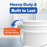 ePackageSupply White 5-Gallon Bucket with Lid | Made in USA | Food Grade | Heavy-Duty Extra Durable Plastic Bucket | Multi-Use Food Grade Buckets with Lids | Easy Stack and Store | BPA Free | 6 Pack White 6 Packs