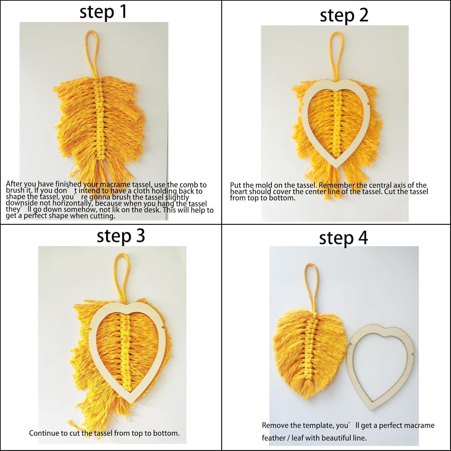 Macrame Cutting Molds and Comb Set for Making Macrame Feather Tassel (Macrame Comb Plus 3 Cutting molds)