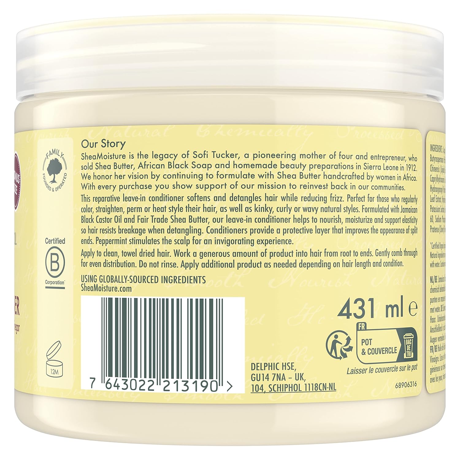 Jamaican Black Castor Oil by Shea Moisture Strengthening and Restore Leave-In Conditioner 431ml