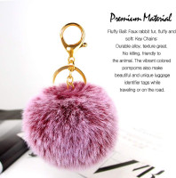 M&C Music Color 20 Pcs Faux Fur Ball Pom Poms Keychains for Handbag Purse Fluffy Ball